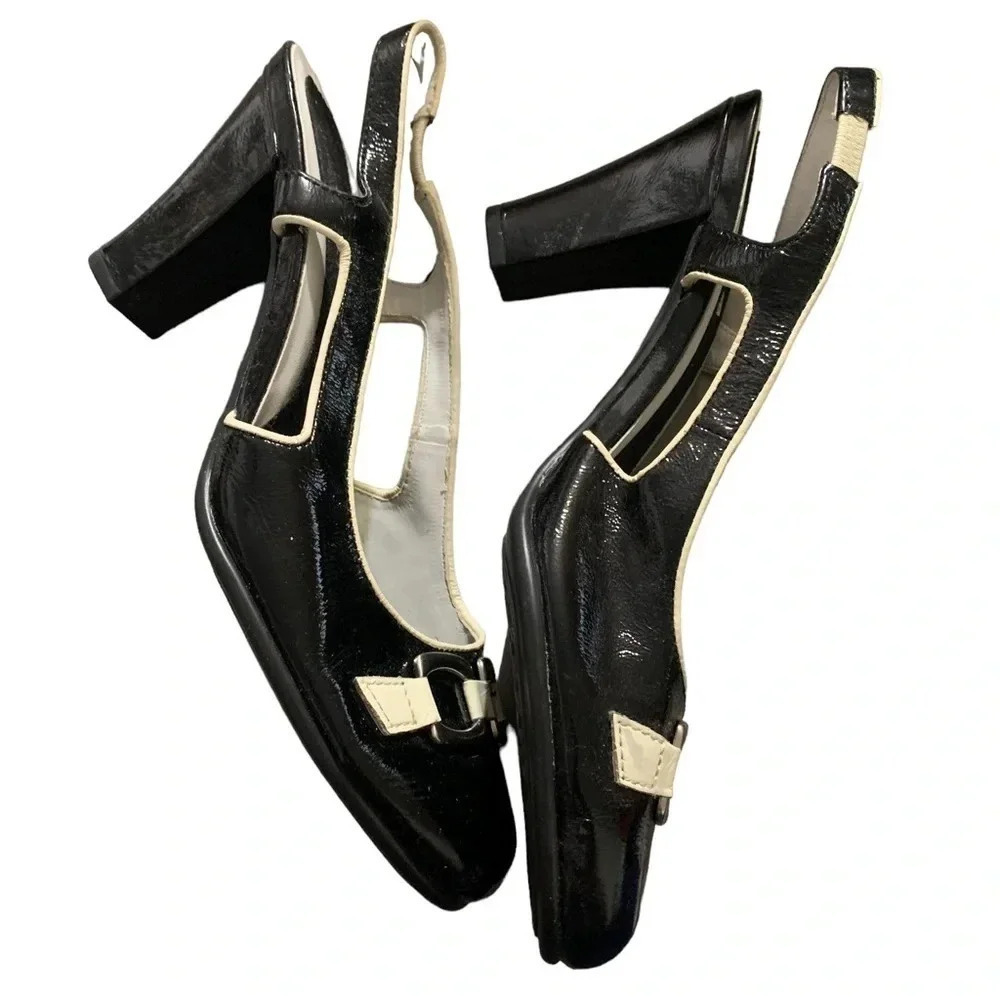 AEROSOLES women's black and cream heels size 7 1/2 - Picture 6 of 6